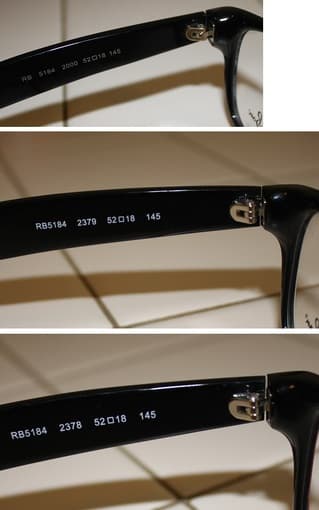 3 Pair Ray Ban New Wayfarer 5184 52mm Black - White - Red Glasses 3