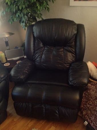 2 Seater Leather Couch and Lazy Boy Style Recliner 2