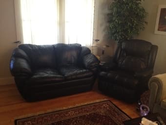 2 Seater Leather Couch and Lazy Boy Style Recliner 3