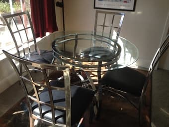 Glass Dining Table with 4 Chairs 1