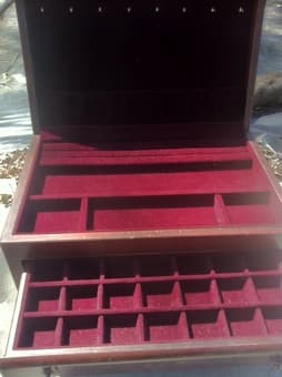 Mahogany Jewelry Box.  Good Condition.  Lots of Storage.  $ 25. 1