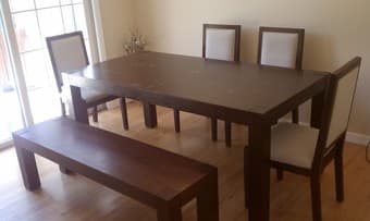 Nice dining table with 4 chairs and bench - $300 1