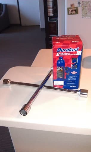 Hydraulic Bottle Jack & 4 Way Tire Iron - $25 1