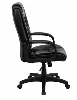 Black Leather Executive High-Back Office Chair with Lumbar Support 2