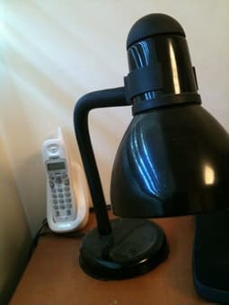 $3 cordless phone, $5 lamp (with 2 new lightbulbs) 1