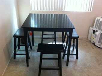 Dining set, black kitchen table with four bar stools - $125 1