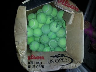 microwave, tennis ball, laundry bin 2