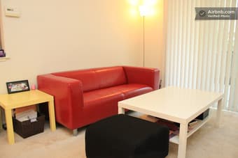 IKEA leather loveseat sofa - $199 1