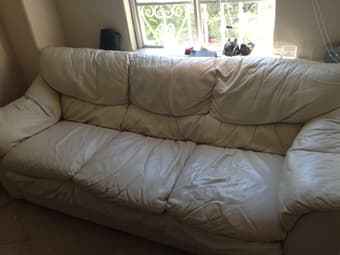 White Faux-Leather Couch $100 OBO 1