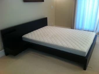 Ikea bed frame + bedside table + mattress ($300 total) 3