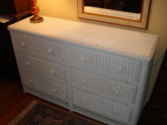 6-drawer White Rattan Dresser/Console  $300 1