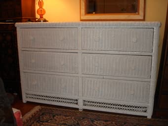 6-drawer White Rattan Dresser/Console  $300 2