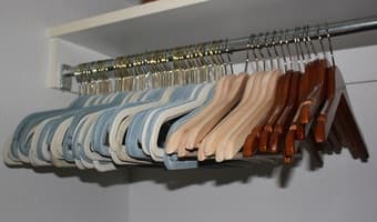 $10  55 Felt Hangers + 9 Wooden Pant Hangers + 10 Wooden Shirt Hangers 1