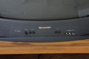 Sharp 32" CRT TV with wooden stand - $15 1