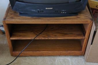 Sharp 32" CRT TV with wooden stand - $15 2
