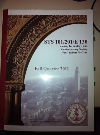 STS 101/201/E 130 Course Reader by Robert McGinn 1