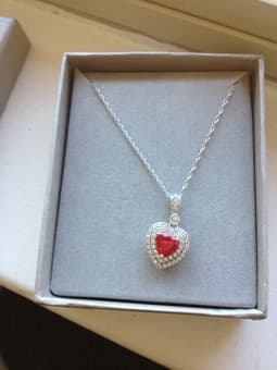 Selling Heart-Shaped Ruby and White Sapphire Heart pendant/necklace 1