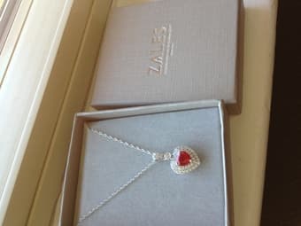 Selling Heart-Shaped Ruby and White Sapphire Heart pendant/necklace 2