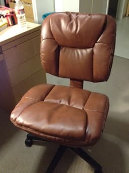 REDUCED PRICE: Brown leather office chair $40 (like new) 1