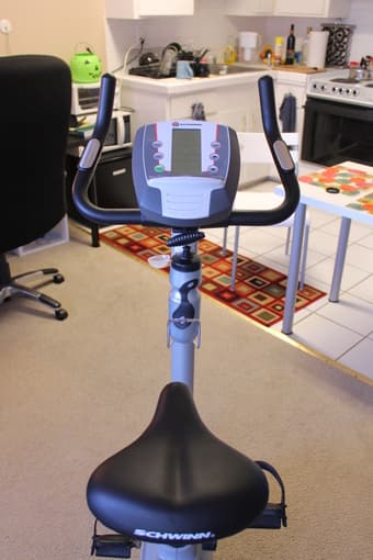 Great Schwinn 120 Upright Exercise Bike for $180 2