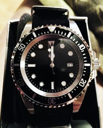 F$: custom divers watch on a black NATO strap(stainless steel) $75 1