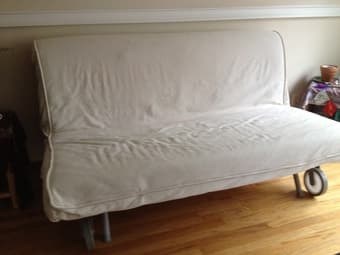 Moving sale (Bed, box for the bed, Table, Futon and Chair) 150$ for al 1