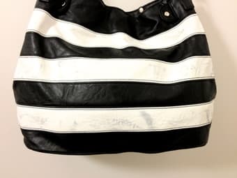Shoulder bag: Black/white stripes, textured faux-leather 3