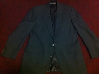 Made in USA Brooks Brothers 100% Wool gray pinstripe two-button blazer 2