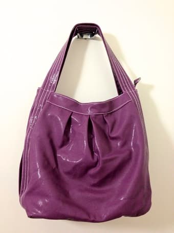 Shoulder bag: Plum, textured faux-leather -- LIKE NEW -- $15 1