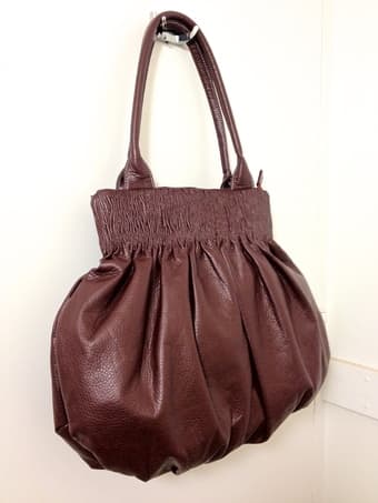 Shoulder bag: Burgandy, textured faux-leather -- LIKE NEW -- $15 2