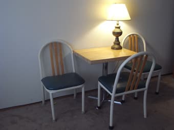 beautiful, comfortable tables, chairs and table light 1