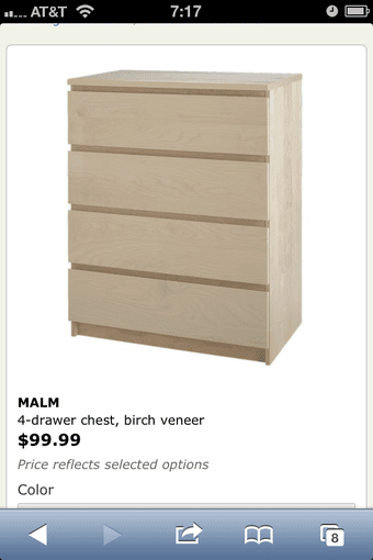 IKEA bookcase, 4-chest drawer, zig zag wall mount, side table, etc. 1