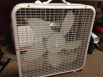 Chair, rugs, box fan, storage box for sale 3