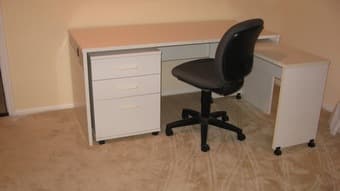 White Wood Desk w/ Drawers and Side Table 3
