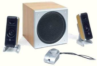 $20 - Logitech Z-3 2.1 wood grained speakers 1
