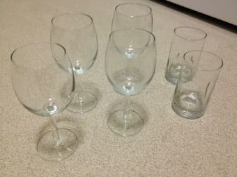 WINE GLASSES (4) & GLASS CUPS (2) -- $5 for all 1