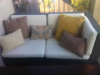 Outdoor loveseat - waterproof, washable cushion covers - $500 1