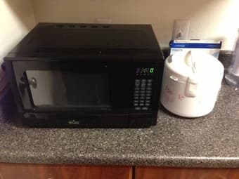 tefal cooking set, knife set, microwave, rice cooker $40 3