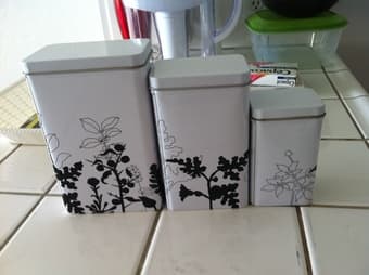IKEA FOOD CANS and 3 DAISO JAR $5 1