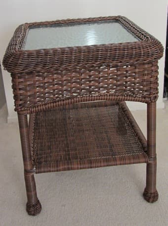 Resin Wicker Glass Top End Table - $60 1