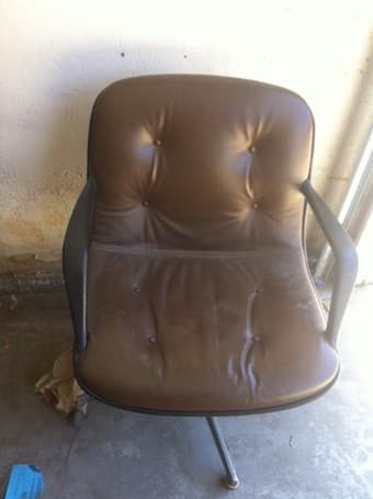 Rolling brown leather office chair 1