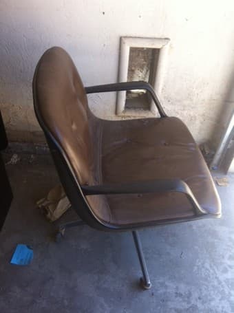 Rolling brown leather office chair 2