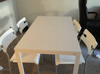 White Ikea Dinning Table and 4 Chairs (Matching Set) - $80 2