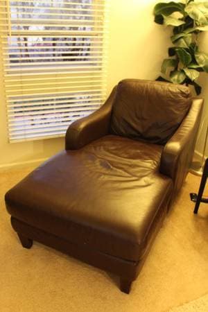 dark brown leather Macy's chaise great conditions - best offer 2