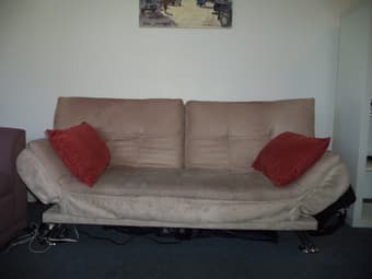 Move out sale: Beige couch/foldout bed - selling at an amazing price! 2