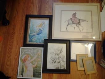Moving out sale: closet organizer, footstool, picture frames 2