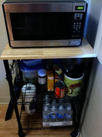 Microwave ($25) + microwave cart ($35) for sale 1