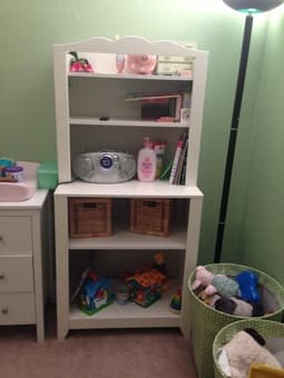 IKEA dresser, bookcase, nightstand, Crate and Barrel bookshelf 1
