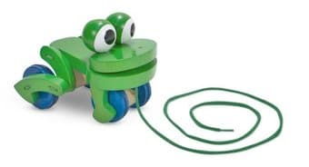 Toys  -  Wooden Frolicking Frog Pull Toy  -  $7 1