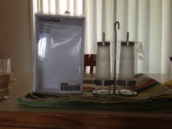 Salad bowl, drinks pitcher, oil & vinegar dropper, cork mats 2